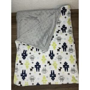 Circo Target Robot Spacemen Puppy Dog Baby Blanket Grey Blue Green Minky Dot
